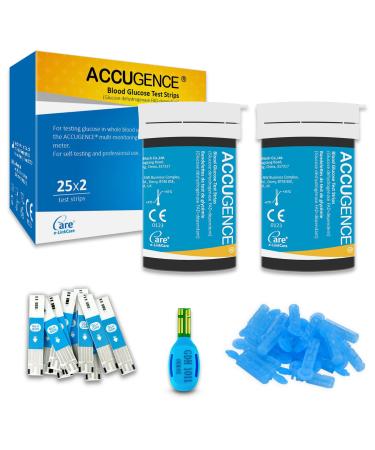 ACCUGENCE Home 50 Blood Glucose Test Strips With 30 Lancets Blood Sugar Test For Self-testing (Suitable for ACCUGENCE PM900) 50Pcs Blood Glucose Test Strips