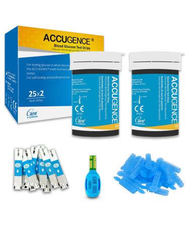 ACCUGENCE Home 50 Blood Glucose Test Strips With 30 Lancets Blood Sugar Test For Self-testing (Suitable for ACCUGENCE PM900) 50Pcs Blood Glucose Test Strips - Buy Online on GoSupps.com