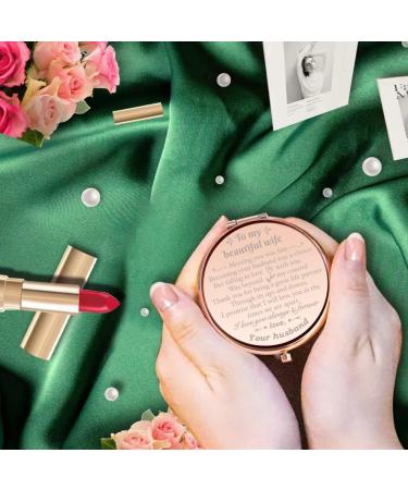 Personalized Rose Gold Compact Mirror for Wife | Unique Mother's Day Gift from Husband - Buy Online on GoSupps.com