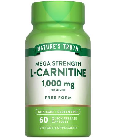 Nature's Truth L-Carnitine 1000mg | 60 Capsules | Mega Strength | Free Form | Non-GMO & Gluten Free Supplement