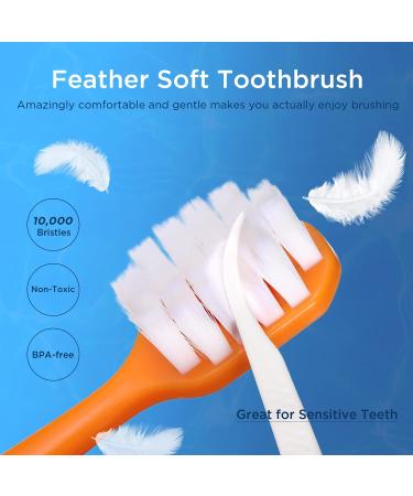 Oralphi Feather Soft Toothbrush - 10000 Extra Soft Micro Nano Bristles, Wide Head (6 Count) - Ideal for Sensitive Teeth and Gum Recession - Buy Online on GoSupps.com