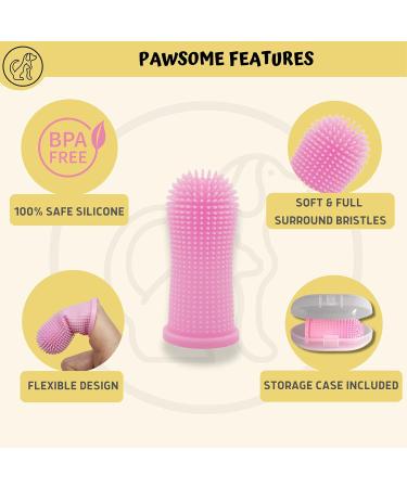 Pawsonly Finger Toothbrush for Dogs & Cats - Set of 2 with Storage Box | Silicone Dental Care | Ideal for Small Pets | Pink Dog Toothbrush - Buy Online on GoSupps.com