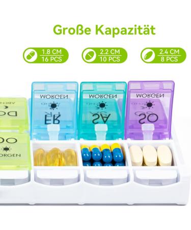 Buy Mericargo 7-Day Pill Organizer - Dual Compartment Weekly Medication Box Multicolored | International Shipping - Buy Online on GoSupps.com