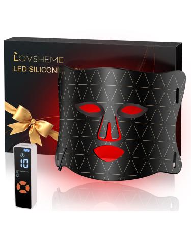 Lovsheme LED Face Mask - Professional Grade Skincare at Home FDA Approved Red Light Therapy Mask for Acne Wrinkles and Skin Rejuvenation 3 Light Modes Remote Control Includes Eye Protection