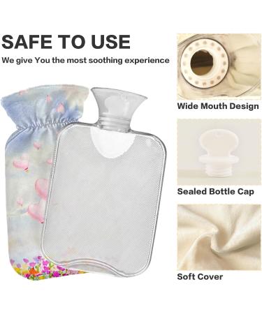Naanle Floral Cat Hot Water Bottle 1L Transparent Heat Bottle for Pain Relief & Therapy | Back Hand Feet Warmer - Buy Online on GoSupps.com