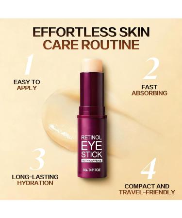2 Pcs Retinol Eye Cream Stick Anti-Aging Caffeine Under Eye Balm Stick for Wrinkles Dark Circles Puffiness & Bags Under Eyes Hydrating & Firming Gently Firm & Lift Delicate Skin Easy Daily Use - Buy Online on GoSupps.com