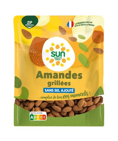 SUN - Shelled Grilled Almonds 300 g - 100% Natural - Salt Free - Roasted Almonds - Ideal for Snacking, Aperitif or C