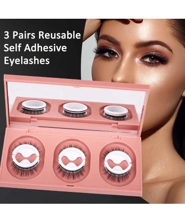 False eyelashes Reusable Self Adhesive Eyelashes No Glue Needed 3 Pairs Comfortable Eye Lashes for Daily Use at Work Beauty Contest Parties & Salons | Easy to Stick on Upper Lash Line (W09) W09-3 Pairs - Buy Online on GoSupps.com