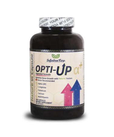 Opti-Up Alpha Plus - Growth & Immune Support for Children Kids & Teens with Colostrum Calcium L-Arginine Collagen - 180 Capsules (60 Day Supply) - Made in Canada