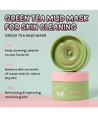 Crsetmyth Green Tea Clay Mask Facial mask green tea 100 g natural cosmetics against pimples blackheads and acne antiaging care for dry and impure skin deep cleansing mask for face - Buy Online on GoSupps.com