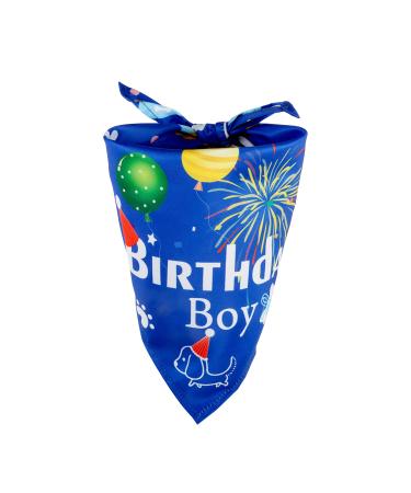 Birthday dog hollow dog birthday bandana scarf set dog birthday party accessories dog bandana for small medium and large (blue)