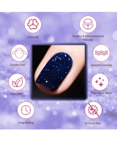 Glitter Nail Polish Dark Blue Nail Varnish Diamond Glitter Quick Dry Nail Polish No UV Lamp Curing Long Lasting Chip Resistant Non-Toxic Quick Drying Salon Manicure Home Manicure(17#Dark Blue) 17-Dark Blue - Buy Online on GoSupps.com