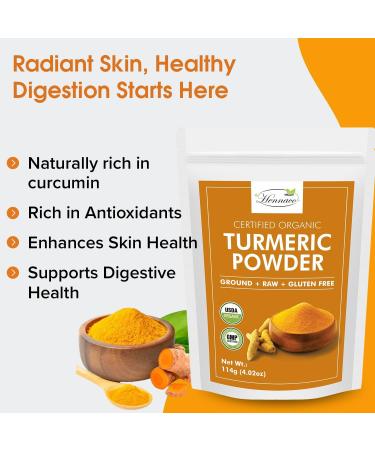 hennaco Organic Wild Turmeric Powder | Turmeric Curcumin Powder | Turmeric Powder for Skin and Face | 100% Raw | No Preservatives| Chemical Free | Face Mask Powder | 114 Grams (4 OZ) - Buy Online on GoSupps.com