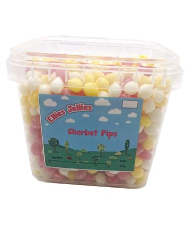 Ellies Jellies Sherbet Pips- 825g Square Tub- Classic Traditional Sweet- Pink White and Yellow Pips- Super Fizzy