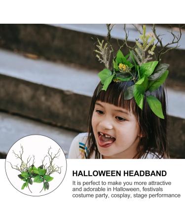 Ciieeo Handmade Green Branch Crown Antler Hair Band Woodland Flower Handband Antler Headpiece for Women Cosplay Halloween Party - Buy Online on GoSupps.com