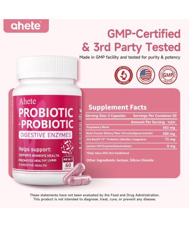 Ahete Women Probiotic Organic Probiotic for PH Balance Digestive Health Women s Health Immune System Vaginal Health 180 Capsules 90 Days Supply - Buy Online on GoSupps.com