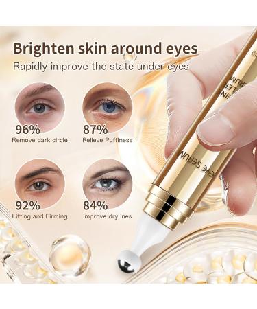 Muocobu Caffeine Eye Serum 20ml - Anti-Aging Eye Cream for Dark Circles Puffiness & Wrinkles with 360 Massage Ball - Buy Online on GoSupps.com