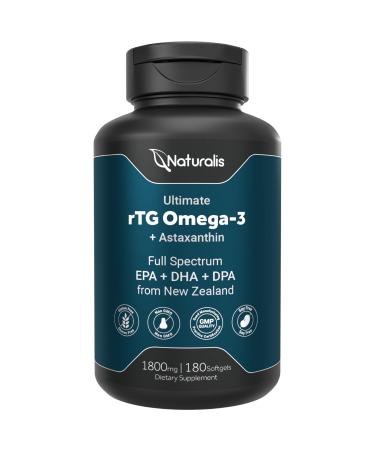Naturalis Ultimate rTG Omega 3 Fish Oil 1800mg from Wild New Zealand Tuna | IFOS Certified & Sustainably Sourced | Full Spectrum Omega3s EPA DHA & DPA | 180 Softgels 180 Count (Pack of 1)