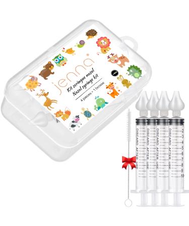 Jenna | 4 x Free Baby Nasal Syringe Brushes 10 ml | Baby Nasal Irrigation for Children Rinsing Sinus Hygiene | Effective Suc