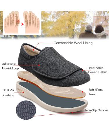 DHIJUPNG Arthritis Swollen Feet Diabetic Shoes | Extra Wide Comfortable Winter Plush Sneakers | Men 9/Women 10 Dark Grey - Buy Online on GoSupps.com