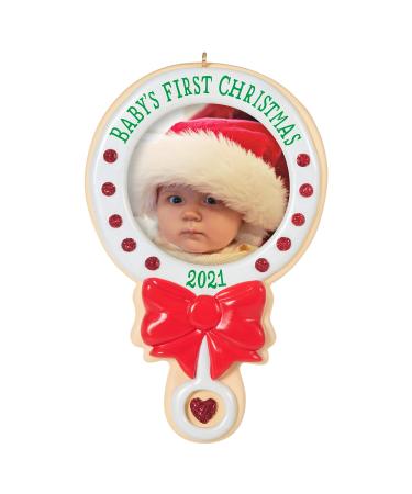 Hallmark Keepsake Christmas Ornament, Year Dated 2021, Baby's First Christmas Photo Frame