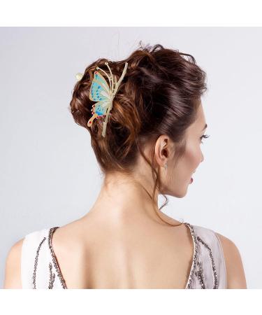 4-Pc Set 4.3 Inch Butterfly Hair Claw Clips - Sparkly Non-Slip Metal Hairpins for Women & Girls - Buy Online on GoSupps.com