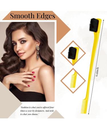 Edges Brush Set - 3 Sleek Bun Brushes for Hairdressers & Kids | Teasing & Baby Hair Brush - Yellow - Buy Online on GoSupps.com