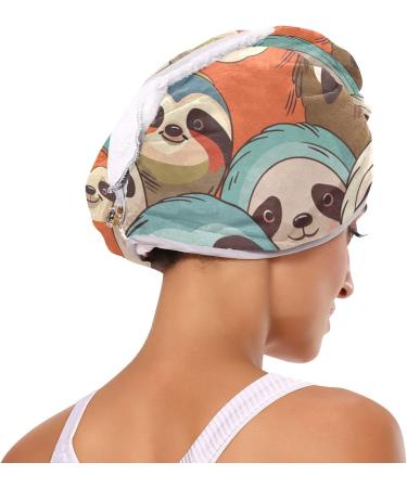 Colorful Sloth Hair Towel 2 Pack Super Absorbent Quick Dry Hair Turbans for Women & Girls | Hair Drying Solution - Buy Online on GoSupps.com