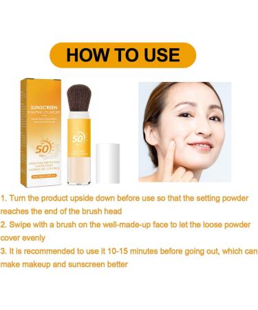 Sunscreen Powder Sunscreen Powder Setting Powder SPF 50 PA++ Setting Powder with Brush Lightweight and Breathable Setting Powder (dzf 2) - Buy Online on GoSupps.com