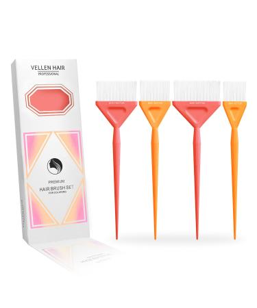 Vellen Hair color brush set 4 different sizes for smooth use perfect for hair coloring and balayage reusable and washable-peach/orange - Buy Online on GoSupps.com