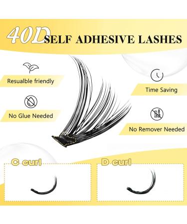 Lankiz Self-Adhesive Eyelashes - 160pcs No Glue Required 40D D Curl DIY Eyelash Extensions Reusable Pre-Glued Individual Lashes - Buy Online on GoSupps.com