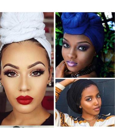 OAOLEER 5-Piece Stretch Jersey Turban Head Wrap Set - Soft & Breathable Urban Hair Scarf for Women in Various Solid Colors - Buy Online on GoSupps.com