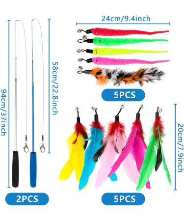 Shop Ukofew 12-Piece Cat Fishing Toys with Springs & Feathers Interactive Fun for Cats of All Sizes | International Shipping Available - Buy Online on GoSupps.com