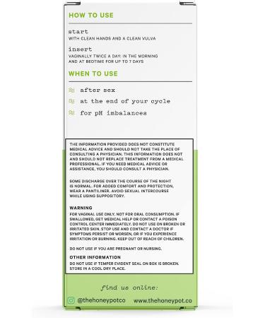The Honey Pot Co. Boric Acid Suppositories - 7 Day Pack | Maintain Vaginal pH, Manage Odor | Gynecologist Approved - Buy Online on GoSupps.com