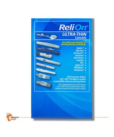 Reli On Ultra Thin Lancets 30-Gauge 200 Count - Diabetic Supplies (Pack of 2) - Gentle on Sensitive Fingers + Bonus Venancio Fridge Sticker - Buy Online on GoSupps.com