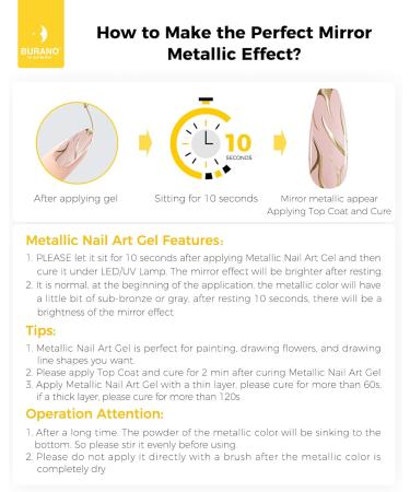 BURANO Silver Gold Metallic Gel Nail Polish Liner Nail Art Polish 3D Painted Mirror Chrome Painted Gel Nail Design Polish 2 Bottle 8ml Chrome Gel Nail Polish Curing Required - Buy Online on GoSupps.com