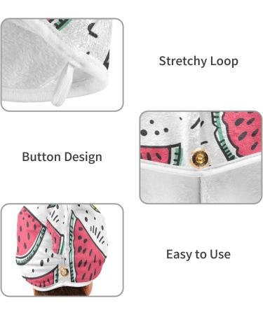 Super Absorbent Fruit Watermelon Pineapple Hair Towel 2 Pack | Quick Dry Turbans for Women & Girls - Button Twisty Wrap - Buy Online on GoSupps.com