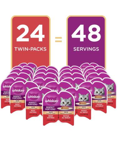 Whiskas Perfect Portions Wet Cat Food Pat - Beef - 75g (24 Pack) Pat Beef 1 count (Pack of 24) - Buy Online on GoSupps.com