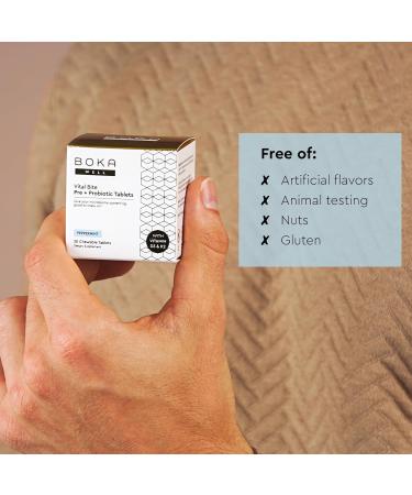 Boka Vital Bite Oral Pre + Probiotics - Sugar-Free Nut-Free Chewable Dental Probiotics for Teeth and Gums with BLIS K12 Vitamin D3 K2 for Men Women Freshens Breath - Peppermint 30 ct 30ct - Buy Online on GoSupps.com