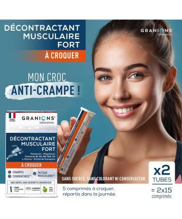 GRANIONS Heavy Chewable Muscle Relaxer | Quick Relief from Cramps Saches Tension and Muscle Fatigue | Potassium Magnesium Minerals | Vitamin B6 | Sugar Free Apple Flavor - Buy Online on GoSupps.com
