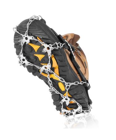 Doormoon Crampons Ice Cleats for Hiking, Adjustable 19 Stainless Steel Spikes Shoes Cover Snow Grips for Boots Shoes Anti Slip for Men Women M: US:5-8 ECR 36-41