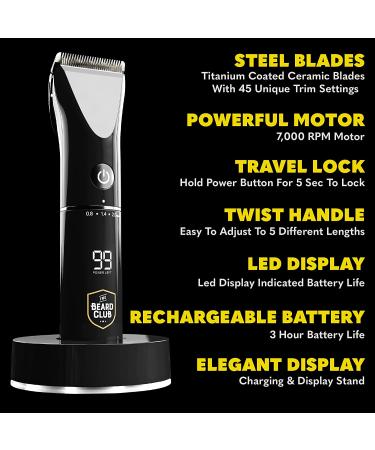 The Beard Club PT45 Trimmer Deluxe Kit - Premium Beard Grooming Set with Cordless Trimmer, Straight Edge Razor, Shampoo, Brush, Comb, and Sandalwood Balm - Buy Online on GoSupps.com