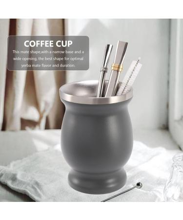 Black Double-Wall Stainless Yerba Mate Gourd Tea Cup Set Coffee Water Cup with Yerba Mate Bombilla (Straw) - Buy Online on GoSupps.com