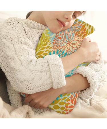 Hot Water Bottle with Cover 2L - Spring Flowers PVC for Hand & Feet Pain Relief - Heat Compress & Cold Therapy - Orange/Blue - Buy Online on GoSupps.com