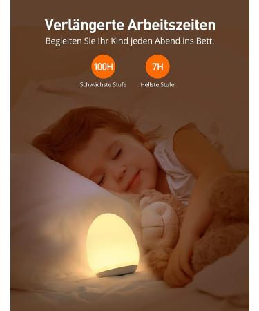 Synighty Dimmable Silicone LED Night Light for Children - 8 Color Changing 1-Hour Timer Memory Function Type C Charging - Perfect Egg-Shaped Bedside Lamp for Breastfeeding (White) - Buy Online on GoSupps.com