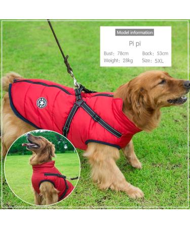 2 in 1 Dog Jacket with Harness for Large Dogs - Warm Outdoor Sports Vest 5XL Red | Shop Internationally - Buy Online on GoSupps.com
