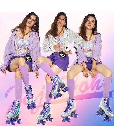 JajaHoho Women's Holographic High Top Roller Skates - Silver - US 9 - Buy Online on GoSupps.com