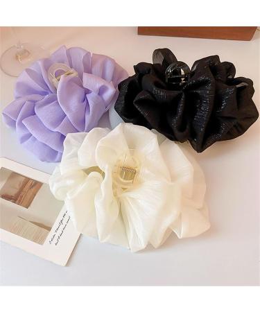 LONGLUAN Bow Bubble Clips Chiffon Silk Bubble Bow Hair Claw Jaw Clip Layered Bubble Mesh Tulle Fluffy Hair Clips Large Claw Clips for Thick Hair (2pcs-B) - Buy Online on GoSupps.com