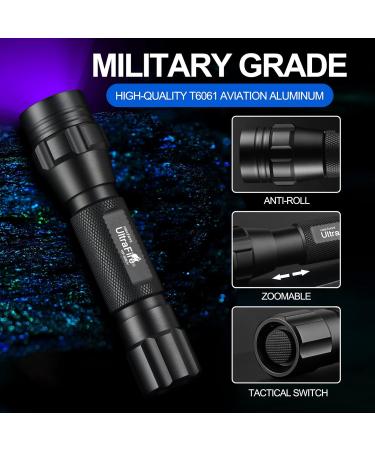 ULTRAFIRE UV Torch 395-405nm Blacklight Ultraviolet Light Single Mode Zoomable UV Flashlight for Pet Stains Urine Resin Curing Currency Scorpion - Buy Online on GoSupps.com