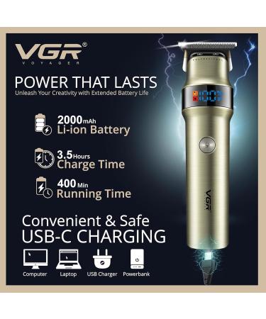 VGR Beard Hair Trimmer for Men - Face Grooming Kit with Ceramic Blades Edge Electric - USB-C Rechargeable - 400 Min Battery - Cordless Clippers for Bald Head Haircut Stubble Sideburn Moustache - Buy Online on GoSupps.com